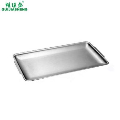 China Aseptic treatment stainless steel rectangle food serving plate dish straight edge kitchen metal barbecue baking tray for sale