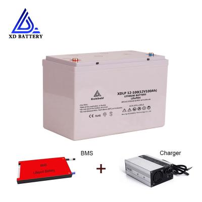 China Deep cycle lithium battery 12V hot sale Ion Batteries free maintenance lifepo4 12v 100ah lithium ion rv battery with bms for sale