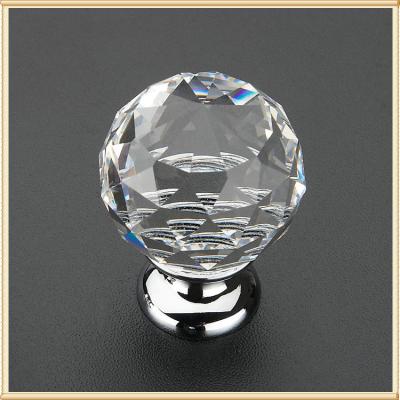 China 64mm Chorme Base Crystal Kitchen Door Handles , Crystal Interior Door Knobs for sale