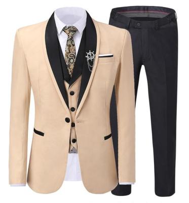 China Anti-Wrinkle Anti-Wrinkle Formal Flat Tuxedos. sut za kwenye ndoa men's vests ((Blazer+Vest+Pants) for sale