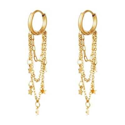 China Manufacturer Environmental Friendly Custom Gold Plated Hoop Chain Hoop Earring Stainless Steel Gold Plated Earring for sale