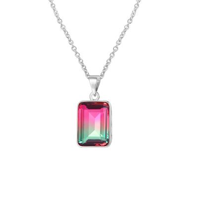 China FASHIONABLE 925 Silver Tourmaline Necklace Women Jewelry Natural Tourmaline Stone Necklace for sale