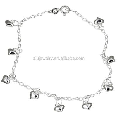 China 925 Sterling Silver Pure Silver Anklet Jewelry Heart Anklet Bracelet for sale