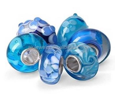 China METALS customized silver murano glass bead charm for bracelet making for sale