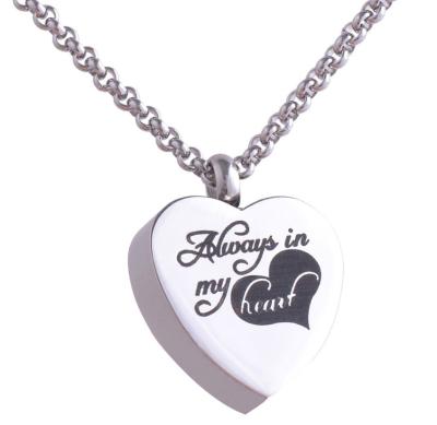 China Wholesale 316 Stainless Steel Heart Cremation Urn Necklace for sale