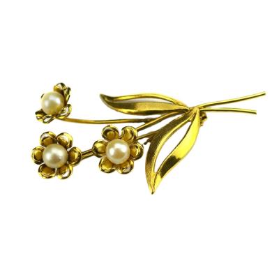 China New Vintage Flowers Design 18k Solid Gold Women Custom Vintage Brooches for sale