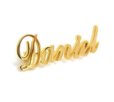 China Silver 22k gold plated name brooch customized by bestpoke for sale