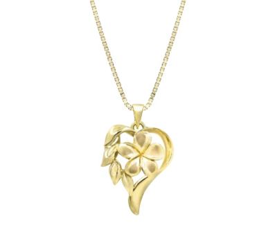 China BOHEMIA Fashion 925 Sterling Silver Heirloom Charm Hawaiian Necklace, Samoa 14k Gold Plating Frangipani Necklace For Women for sale