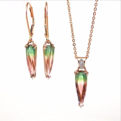 China Newest Fashion 2019 Cheap Silver Custom Natural Tourmaline Sterling Silver Necklace Jewelry Set for sale