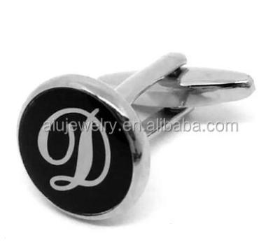 China No Nickel And No Lead Customized Original Stainless Steel Black Enamel Cufflink for sale