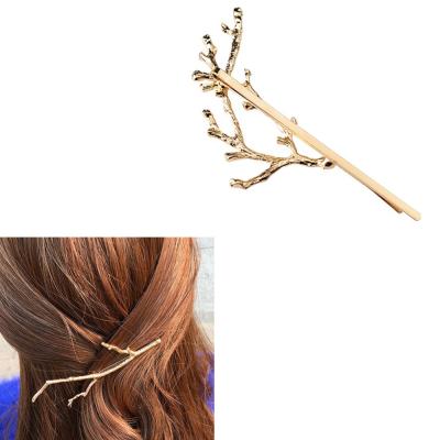 China 2020 Newest Gold Hair Clip Spring Tree Branch Gold Color Hair Clip Customized for sale