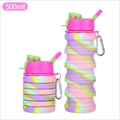 China New viable silicone collapsible sports water cup men and women's cups cold water retractable creative outdoor travel bottle for sale