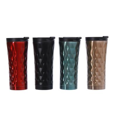 China 304 Stainless Steel Smoothie Cup Double Layer Viable Diamond Shaped Insulated Tumbler Coffee Mugs For Outdoor for sale