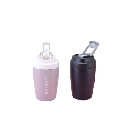 China New Popular 304 Stainless Steel 304 Inner Double Layer 350ml Popular Inner Vacuum Flask With Straw for sale