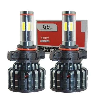 China 5202 H16EU 12v 24v 6sides 6sides COB G9 aluminum car led headlight bulb 100w 18000LM truck led headlight for sale