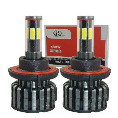 China 12v 24v 6sides 6sides COB G9 aluminum car led headlight bulb 100w 18000LM H13 led car headlight for sale