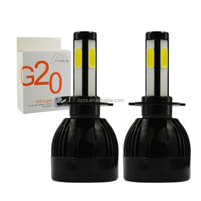 China Automobile lamp factory supply CE 12V 24v 8000Lumens 80w 4 sides COB G20 car led headlight h7 for sale