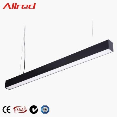 China Modern Aluminum Classic Office Ceiling Light Contemporary Black Metal Minimalist Led Modern Linear Pendant Light for sale