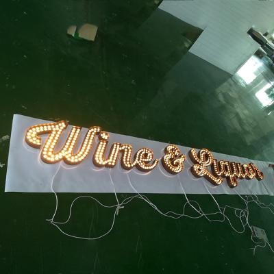 China Buildings Metal Non-lit Signs Party Wedding Decorative Led Bulb Sign Letter for sale