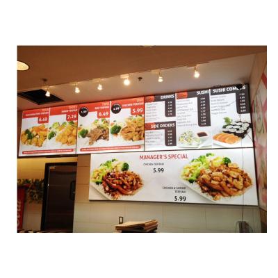 China 2021 Aluminum New Led Light Box Menu Panel Light Box Menu Board 12V 12V Frame Breakout Frame Counter Style Fast Food Display Ultrathin for sale