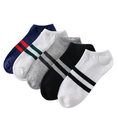 China Antibacterial Mens Cotton Stripe Boat Sock All Seasons Casual Breathable Socks for sale