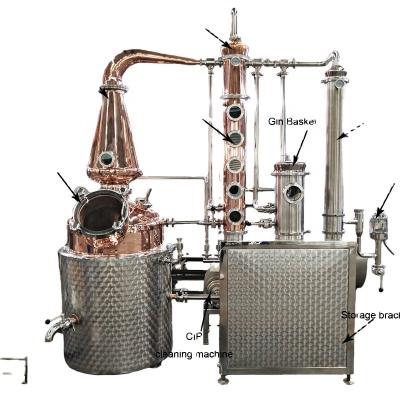 China Factory turnkey stills 100L 200L 300L home alcohol distillation equipment 30L 50L for making vodka/whiskey/gin distillery price for sale