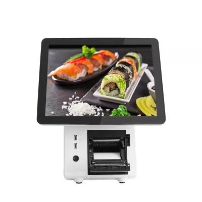 China Hotel/restaurant/factory supply shopping mall dual 15.6 inch screen pos terminal with 80mm printer inbuilt for supermaket for sale