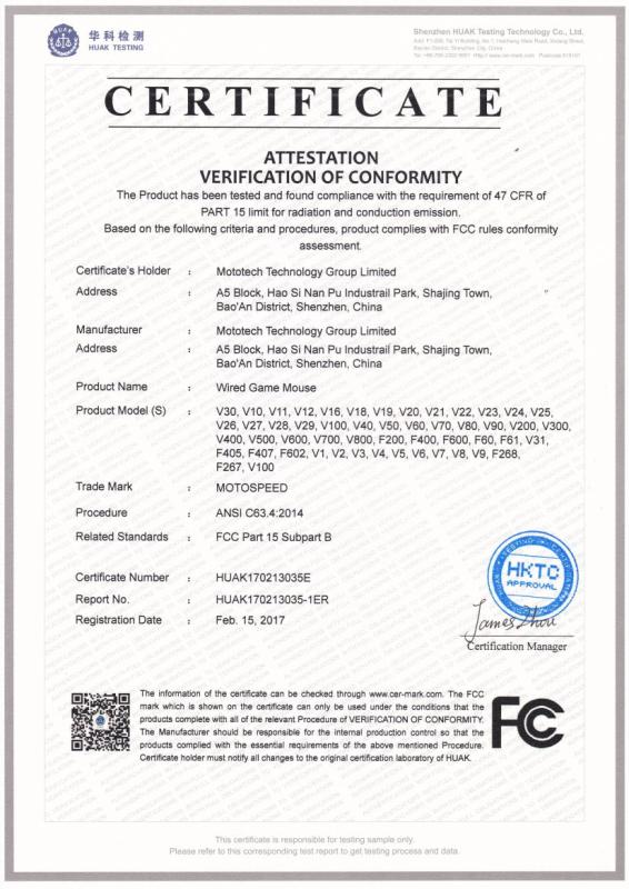 FCC - Shenzhen Mototech Electronic Co., Ltd.