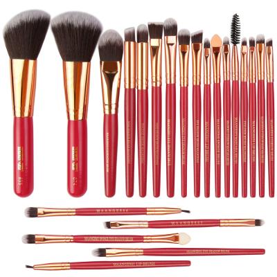 China 22 Pieces Wood Handle High Quality Makeup Brushes Fan Brush best make up brush for sale