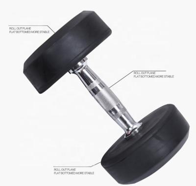 China Modern Wholesale Cast Iron 10kg / 20kg Black Round Rubber Dumbbell Set for sale