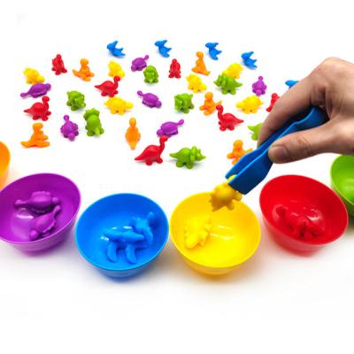 China .Inactive Educational Dinosaur Counting Toy Math Learning Toy Color Knowledge Child Rainbow Matching Game Training Montessori Sensory for sale