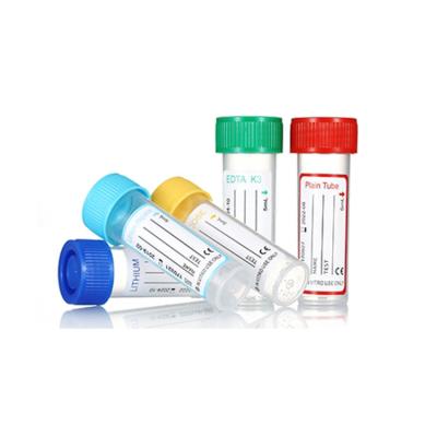 China Medical Plastic Blood Collection Tube Non Vacuum K3 Edta Tube With Screw Cap 2.5ml 5ml en venta