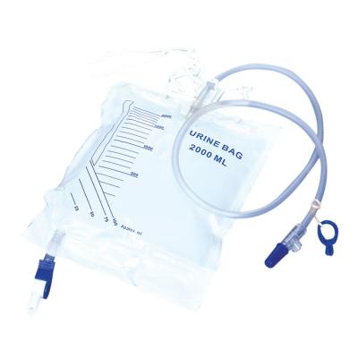 China 2000ml PVC Material Adult Luxury Urine Bag Urinary Drainage Bag Urine Collection Bag With Single Reversal Valve for sale