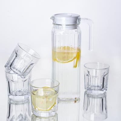 China 1.1 liter viable clear glass jug with plastic lid for sale