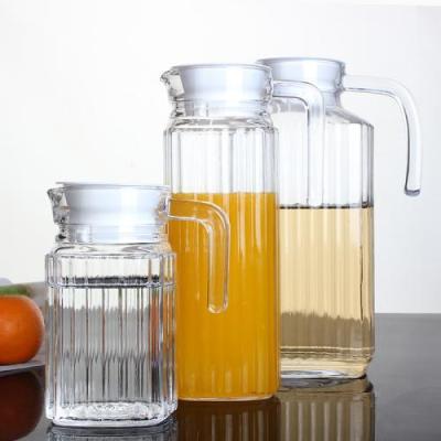 China 1.8 liter viable clear glass jug with plastic lid for sale