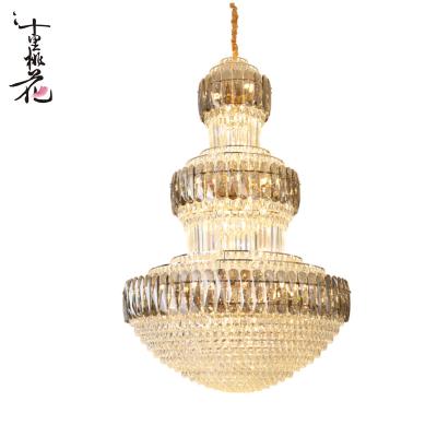 China Villa Hotel Lobby Banquet Modern Golden Luxury Duplex Lobby Can Customize Traditional Yellow Crystal K9 Chandelier for sale