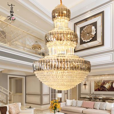 China Villa Hotel Lobby Banquet Modern Golden Luxury Duplex Lobby Can Customize Traditional Yellow Crystal K9 Chandelier for sale