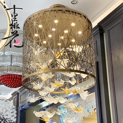 China Drop Modern Creative Water Personality Luxury Crystal Chandelier Lighting New Design Bird's Nest Chandelier for sale