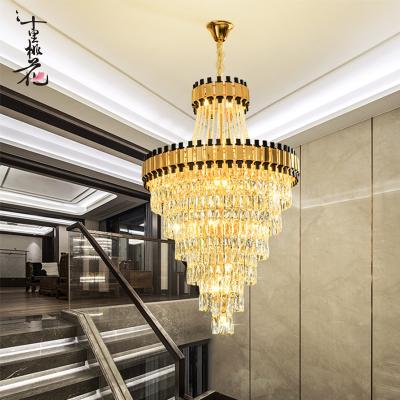 China Customizable Modern Gold Traditional Villa K9 Staircase Cavity Crystal Chandelier for sale