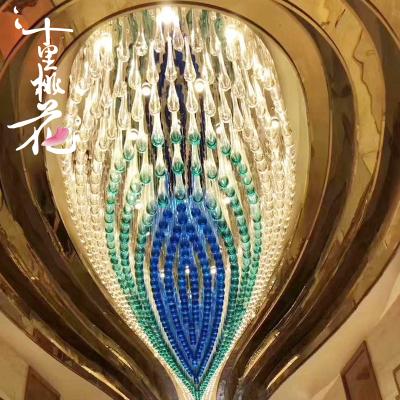 China Large LuxurLuxury Glass Water Droplets Chandelier Crystal Pendant Light Modern Hall Lighting Decoration Customized High Quality Hotel for sale