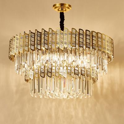 China Modern Luxury Crystal Pendant Light, Crystal Chandeliers 4 Tiers Raindrop Crystal Mount Ceiling Light Flush Mount for sale