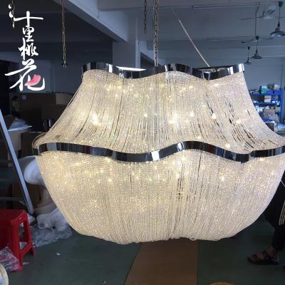 China Modern Long Glass Beads Hotel Lobby Curtain Chandelier for sale