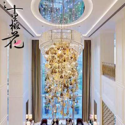 China Luxury dropletsHotel Chandelier Hall Lighting Decoration Customized High Quality Modern Large Water Crystal Pendant Light Glass for sale