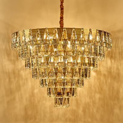 China Modern Contemporary Modern Crystal Chandelier Lighting Crystal Round Chandelier Gold Ceiling Fixture Hanging Fixture for sale