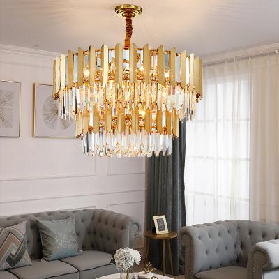 China Modern Modern Crystal Chandeliers, Gold Round Chandelier Lighting Fixture, 2-Tier Raindrop Chandelier Billiard Table Light for Bathroom for sale