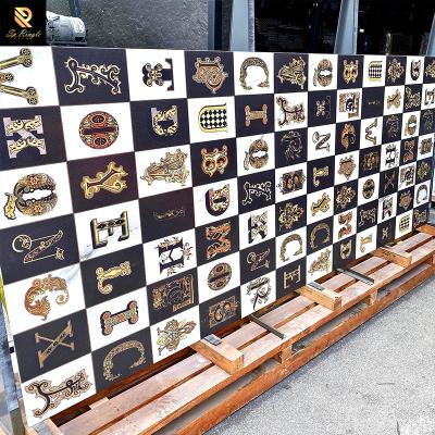 China Europe Springletile Home Decor Flooring Glazed Gold Glossy Black Porcelain Bathroom Tiles Walls And Floors for sale