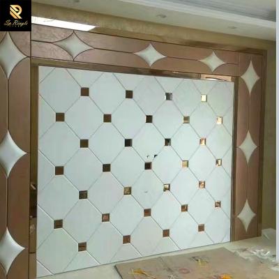 China Chinese Style Springletile Foshan Ceramic Look Waterjet Glossy Polished Glazed Wall And Floor Tiles White And Gold for sale