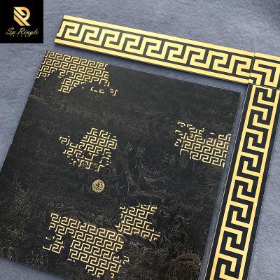 China European and American style Springletile 600x600 bedroom design for home black gold hoof floor tiles for hotel for sale