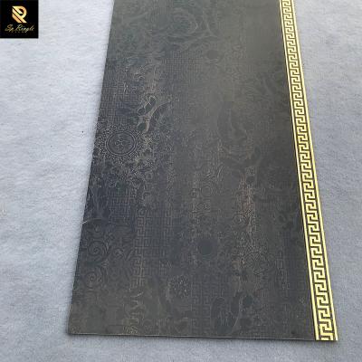 China Europe Springletile 600x1200 Classic Black Gold Look Decking Pattern Porcelain Wood Floor And Wall Tiles for sale