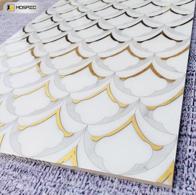 China European and American Style 3d Tiles Bathroom Wall Decorative Golden Italian Living Room Bedroom Ceramic Flower Luxury Kitchen Tiles Mirror Waterjet Tile for sale